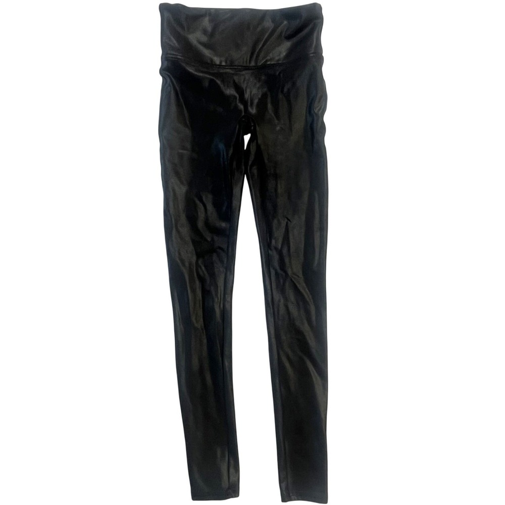 Spanx Faux Leather Leggings Black High Waisted Shaper 2437 Size S/P